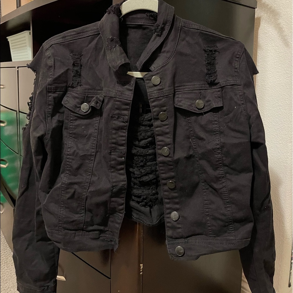 Ripped Black Jean Jacket